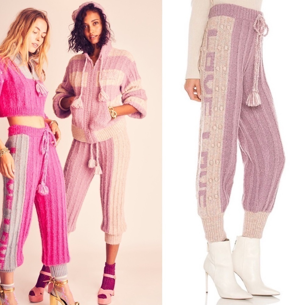 NWT LOVESHACKFANCY Jogger Chunky Bauble‎ Knit Ribbed Alpaca/Wool Lounge Pants M - Picture 2 of 16